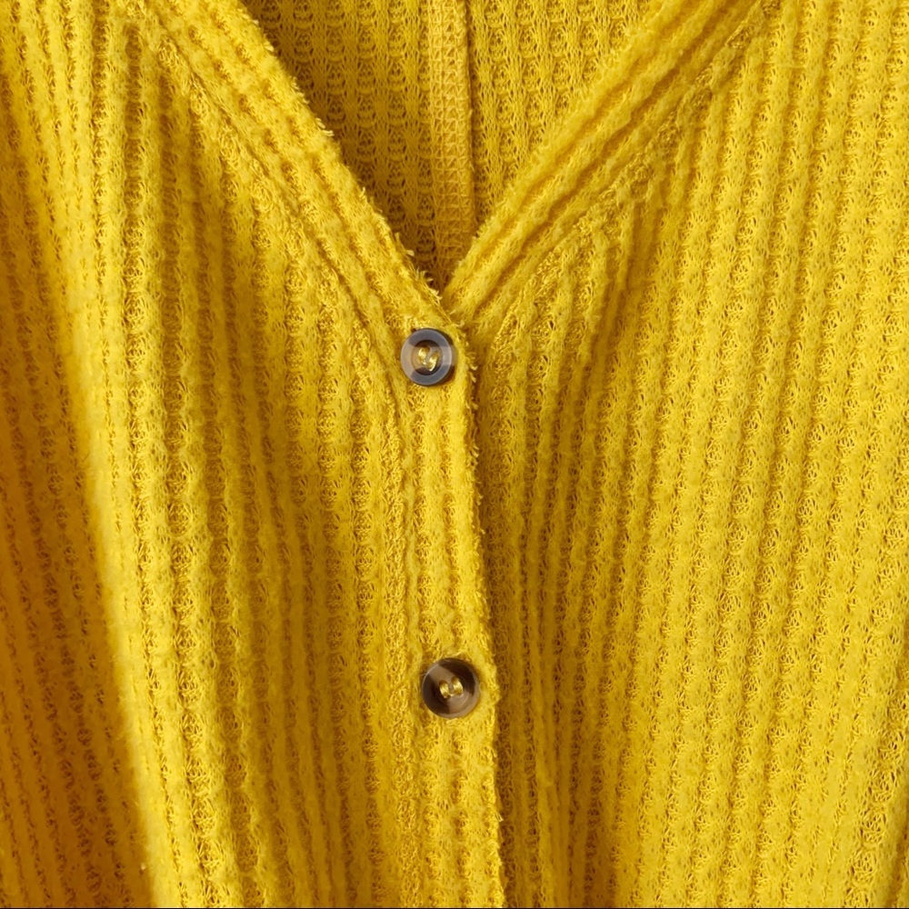 UO Out From Under Jojo Waffle Knit Yellow Thermal - Picture 6 of 10